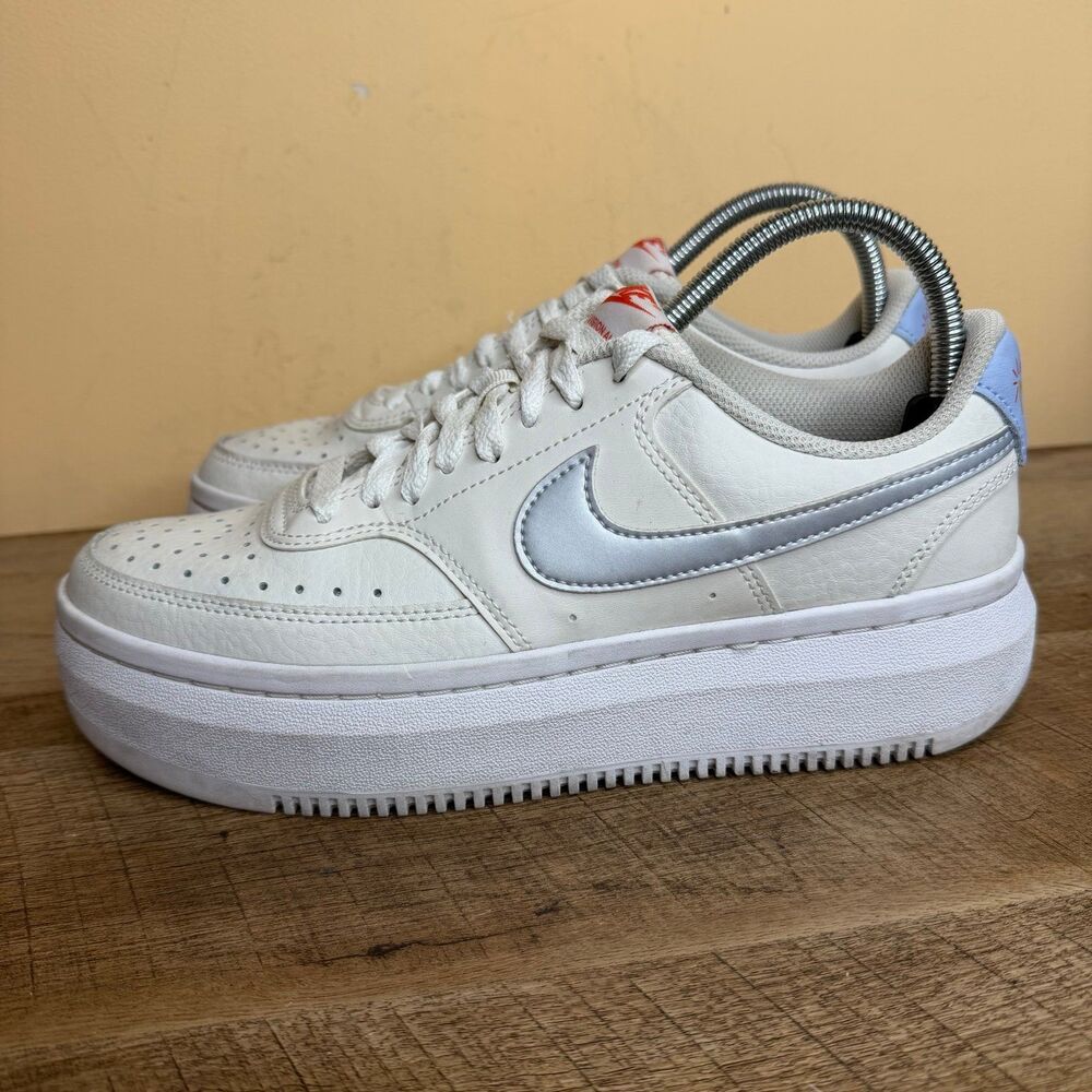 Nike Women Court Vision Alta Platform White/Silver Size 9.5 DV2176 shoes